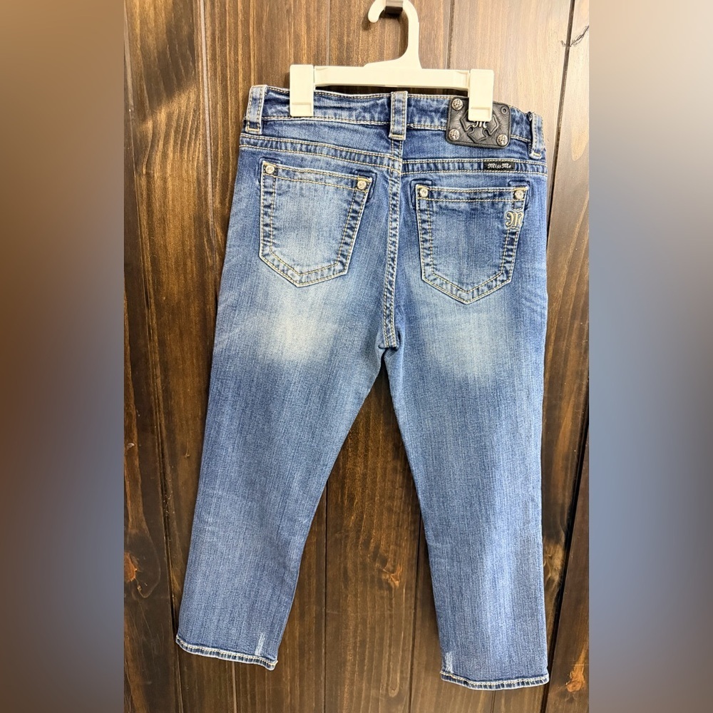 Miss Me Jeans Boyfriend Womens 28 JB5151P34 Cuffed Capri Distressed Rhinestone - Picture 8 of 10